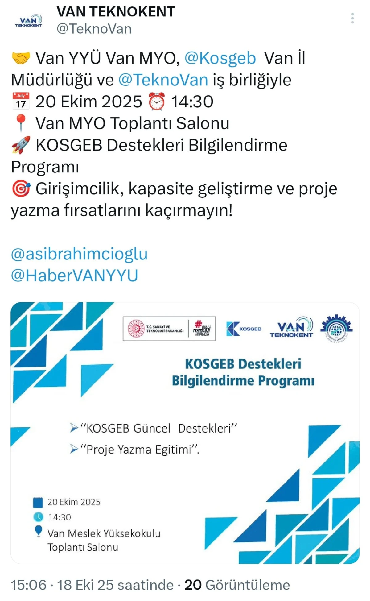 Van KOSGEB Destek Çağrıları Bilgilendirme Toplantılarına Devam Ediyor 